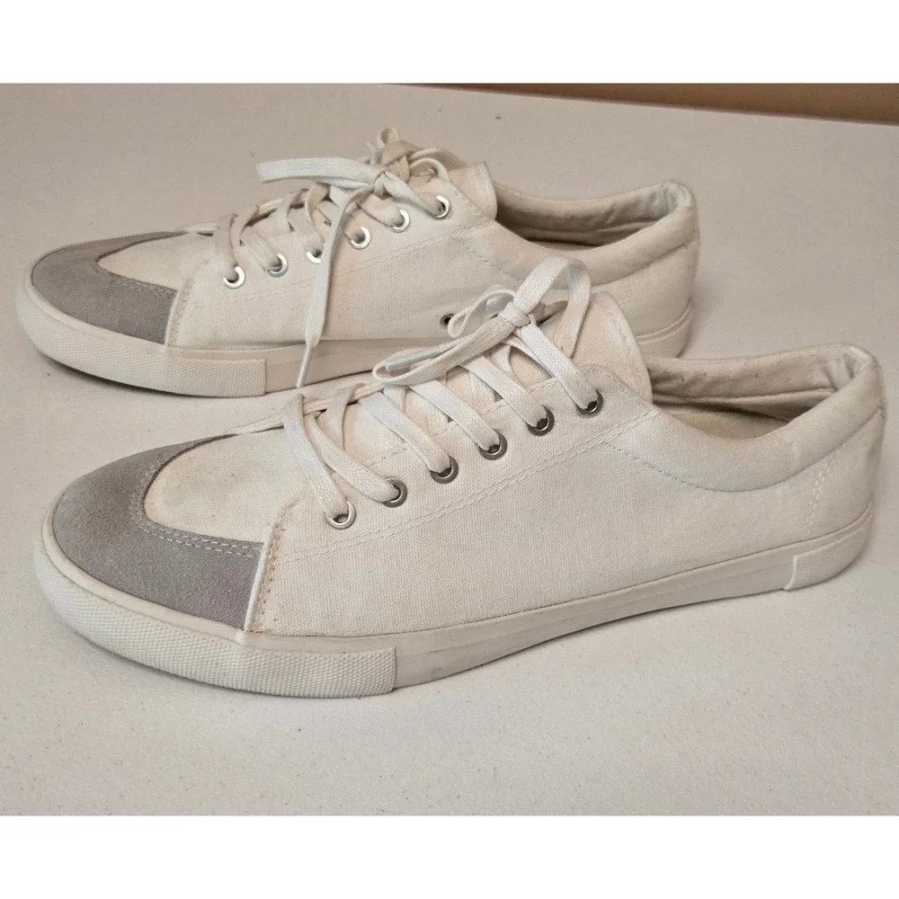 FIVE FOUR Mens White Canvas Low Top‎ Sneakers Shoes Size 11.5